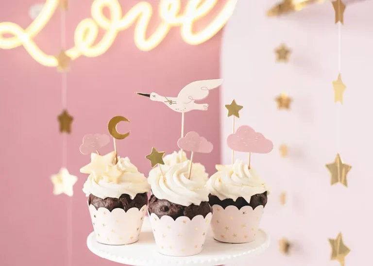 Οδοντογλυφίδες πάρτυ ροζ Πελαργός (7 τεμ)