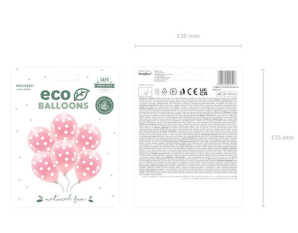 Παστέλ μπαλόνια Ροζ Πουά (6 τεμ)