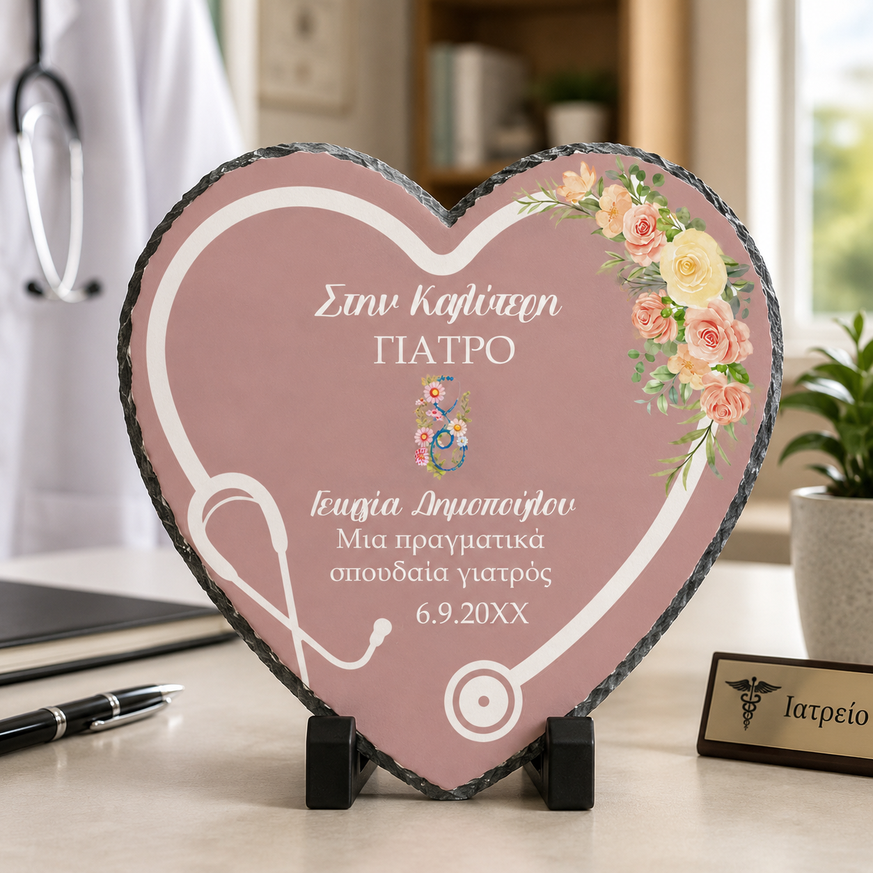 Πέτρινη Κορνίζα Καρδιά - Στην Καλύτερη Γιατρό