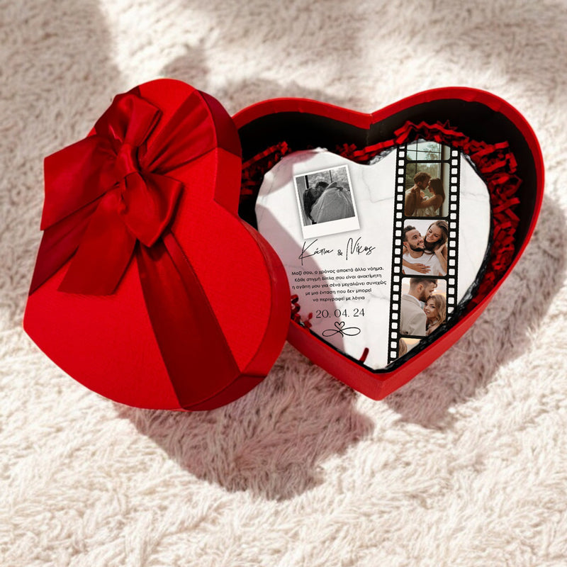 Πέτρινη Κορνίζα Καρδιά με Φωτογραφία - Φιλμ