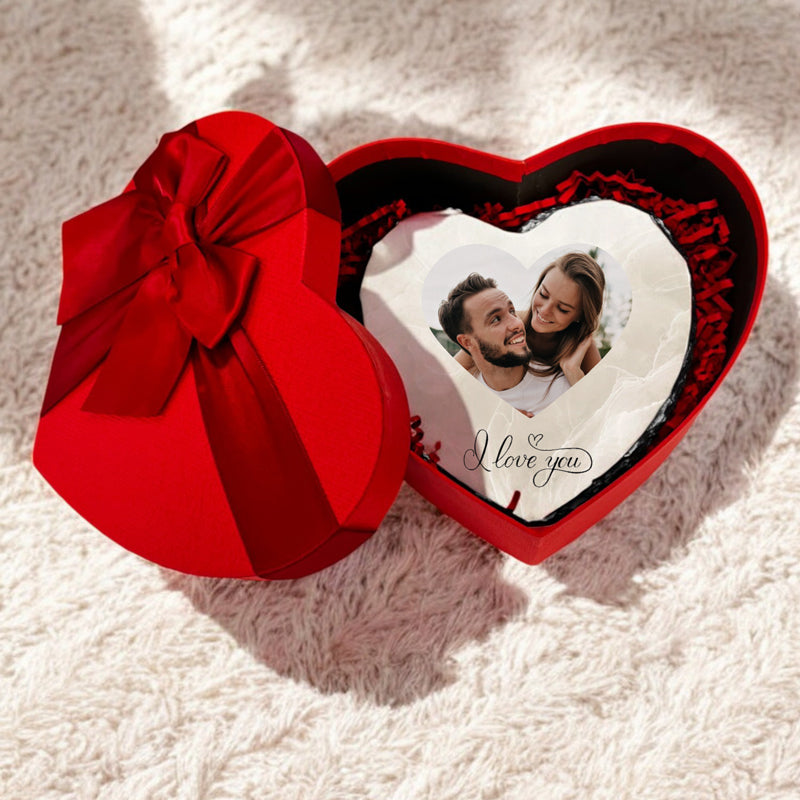 Πέτρινη Κορνίζα Καρδιά με Φωτογραφία - I love you