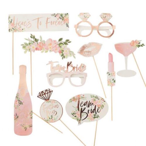 Φλοράλ Photobooth Props για Bachelorette (10 τεμ)