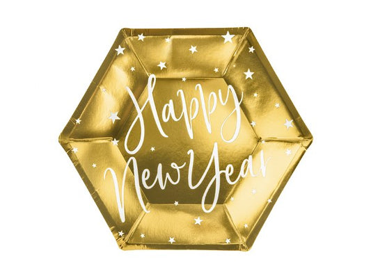 Πιάτα χρυσά Happy New Year (6 τεμ)