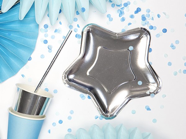 Πιάτα γλυκού ασημί Αστέρι (6 τεμ)