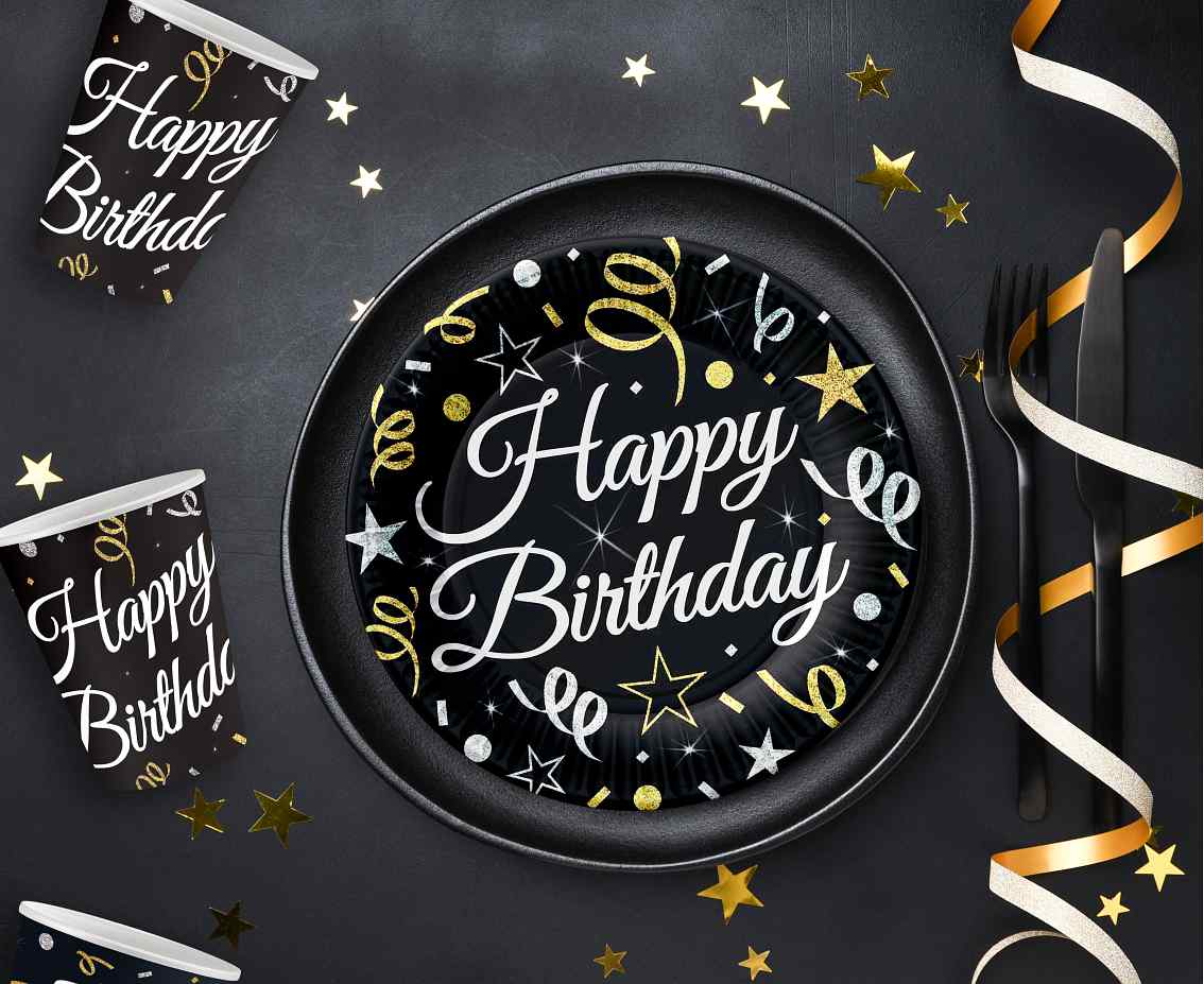 Πιάτα γλυκού Birthday κομφετί (6 τεμ)