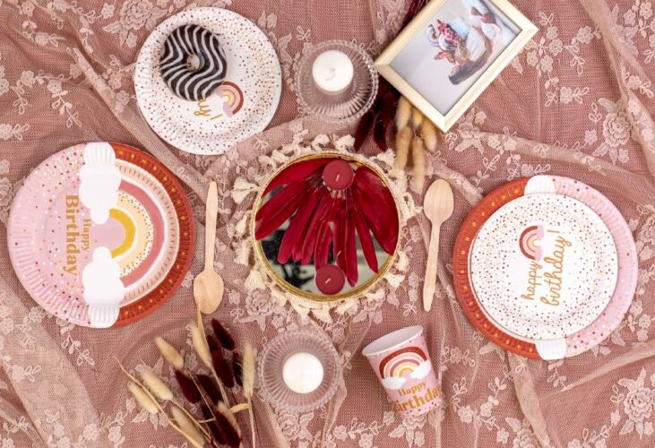 Πιάτα γλυκού Boho Ουράνιο Τόξο (8 τεμ)