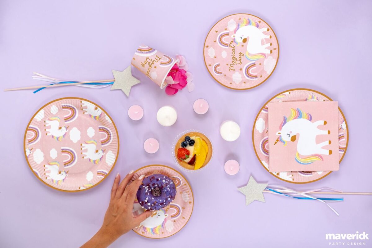 Πιάτα γλυκού Μονόκερος - Ουράνιο Τόξο (8 τεμ)