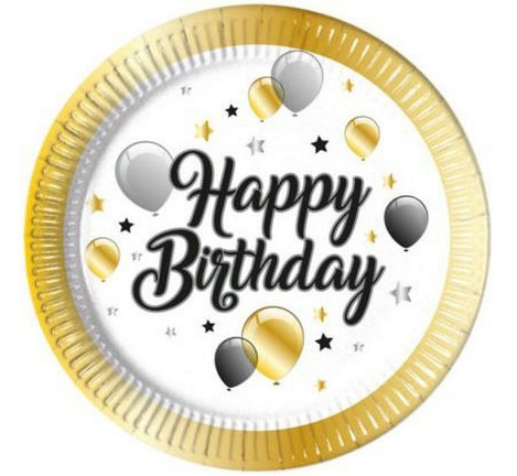 Πιάτα Happy Birthday Χρυσό (8 τεμ)