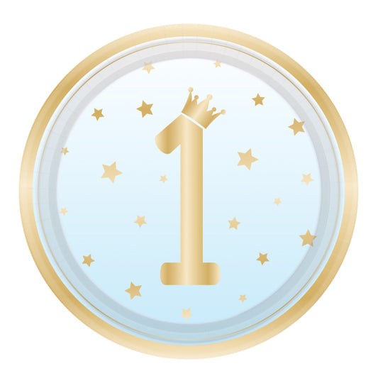 Πιάτα φαγητού 1st Birthday μπλε (8 τεμ)