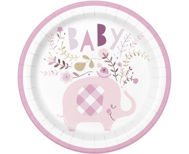 Πιάτα φαγητού Ελεφαντάκι ροζ (8 τεμ)