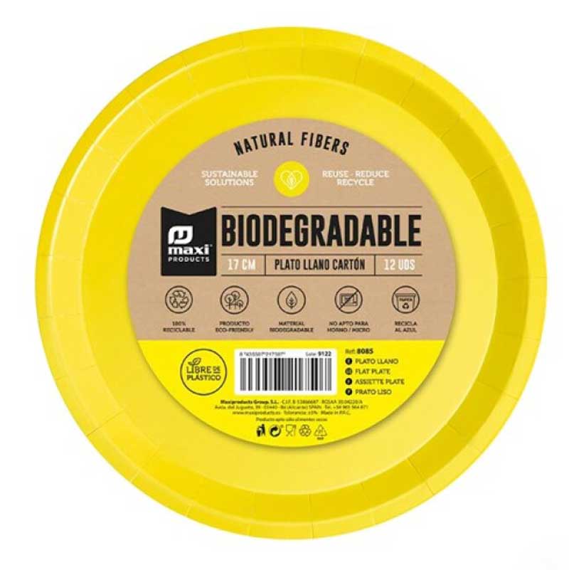 Πιάτα φαγητού Κίτρινα (12 τεμ)