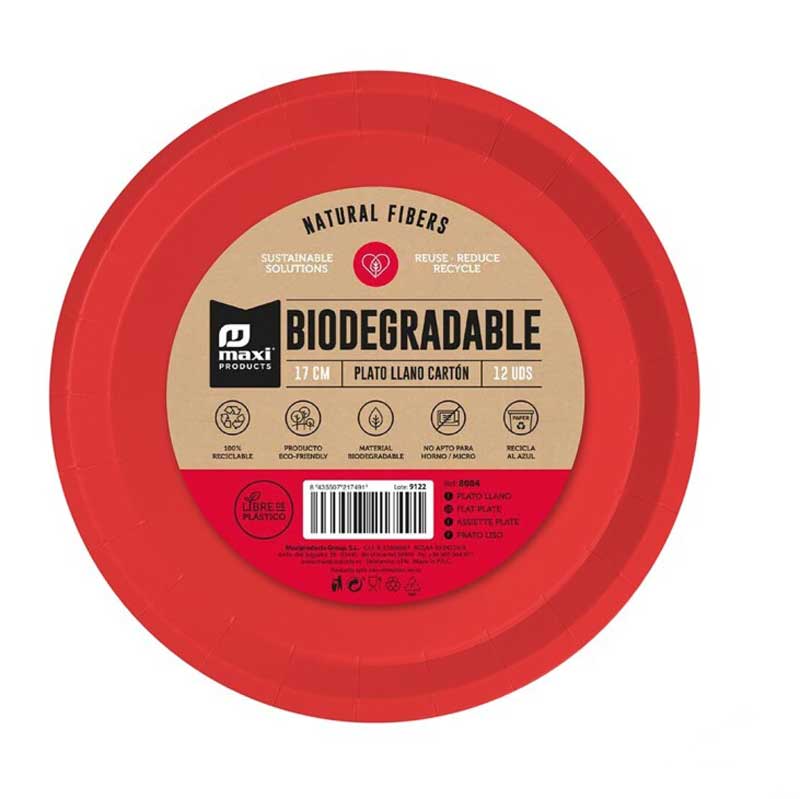 Πιάτα φαγητού Κόκκινα (12 τεμ)