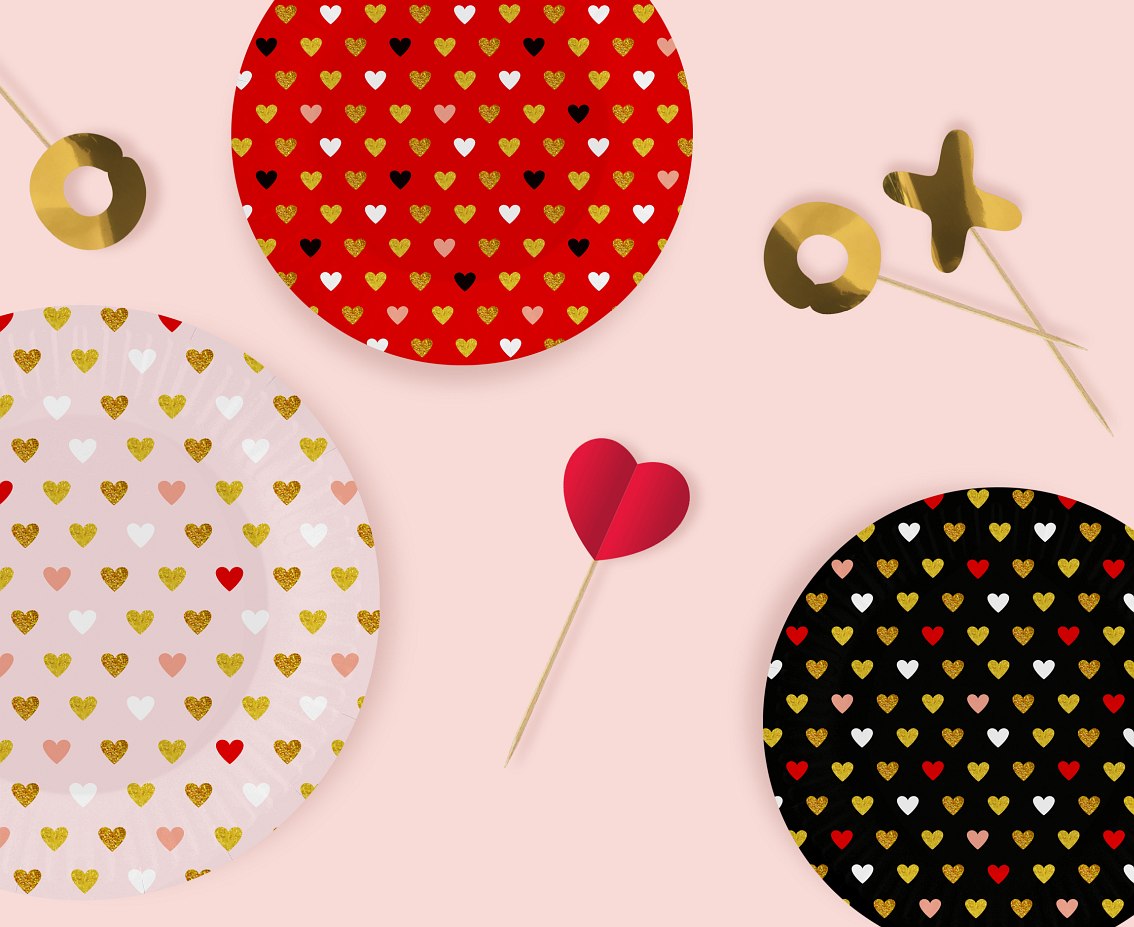 Πιάτα φαγητού Valentine ΧΟΧΟ (6 τεμ)