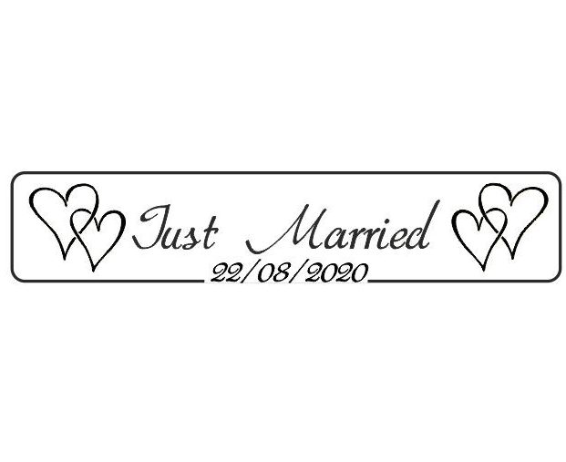 Πινακίδα αυτοκινήτου γάμου Just Married black hearts (2 τεμ)
