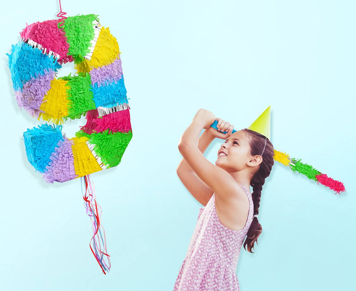 Πινιάτα για πάρτυ Αριθμός 9 παστέλ