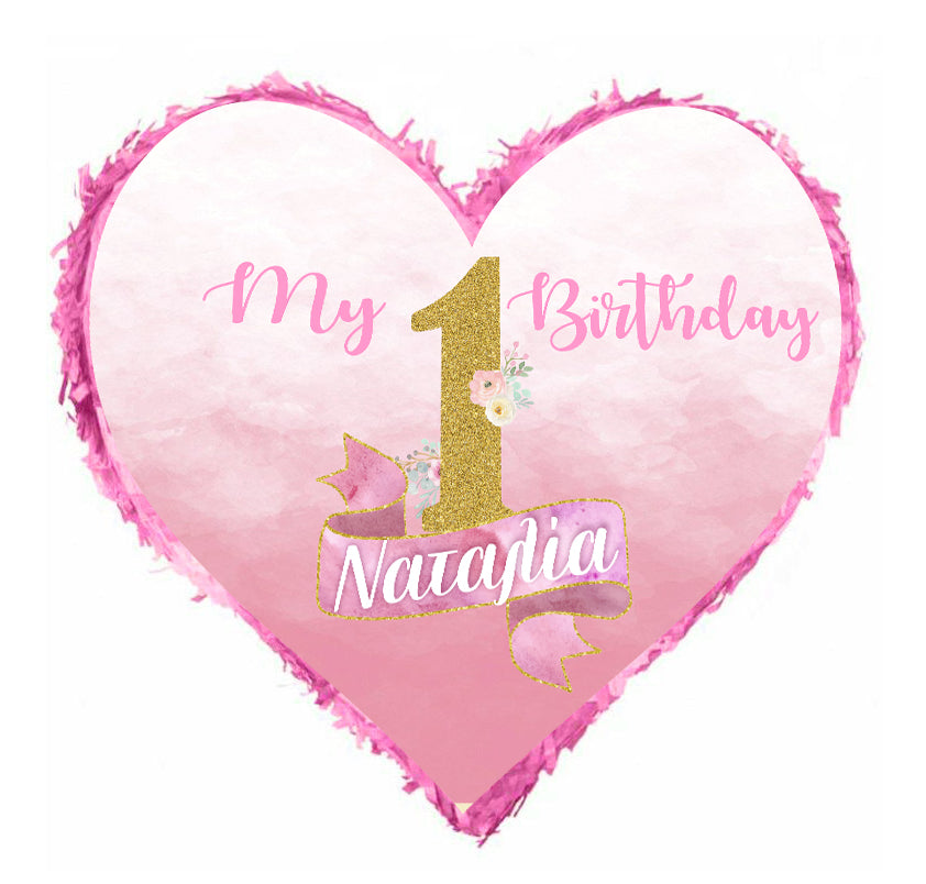 Πινιάτα καρδιά - 1st Birthday Girl