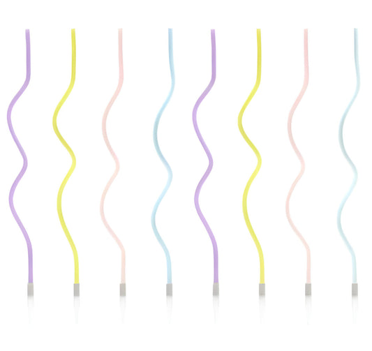 Πολύχρωμα Ψηλά Κεράκια Curl (8 τεμ)