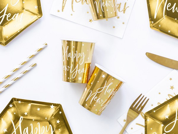 Ποτήρια χρυσά Happy New Year (6 τεμ)