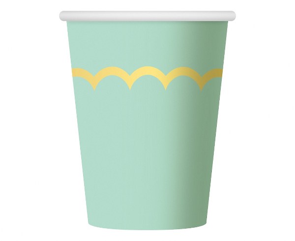 Ποτήρια πάρτυ Μέντα με χρυσό σχέδιο (6 τεμ)