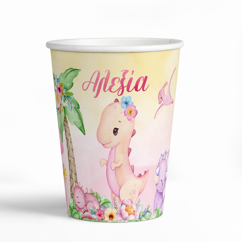 Ποτήρια πάρτυ Δεινοσαυράκι κορίτσι (8 τεμ)