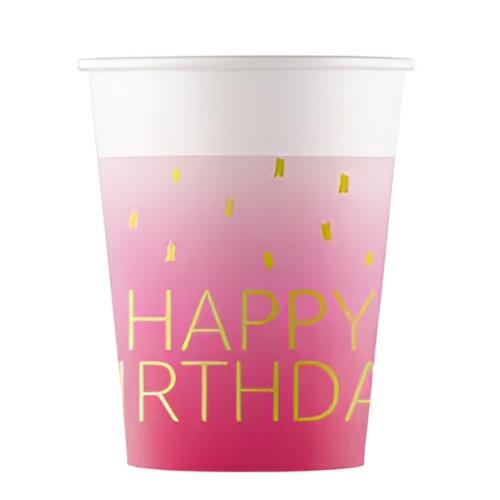 Ποτήρια ροζ Όμπρε Birthday (8 τεμ)