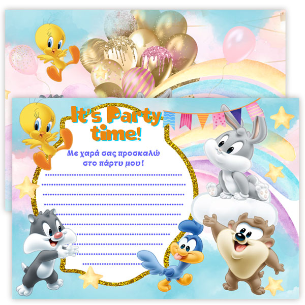 Προσκλήσεις πάρτυ Looney Tunes(8 τεμ)