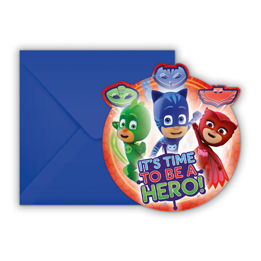 Προσκλήσεις πάρτυ με Φάκελο Pj Masks (6 τεμ)