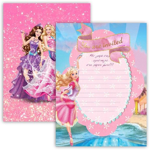 Προσκλήσεις πάρτυ Barbie (8 τεμ)