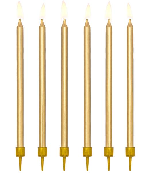 Ψηλά Κεράκια τούρτας Χρυσά (12 τεμ)