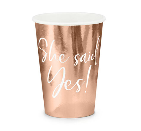 Rose Gold Ποτήρια "She said yes!" (6 τεμ)