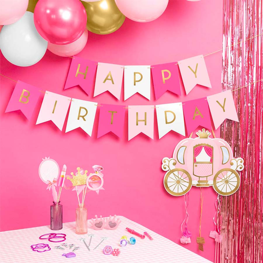 Ροζ & Φούξια Γιρλάντα Happy Birthday