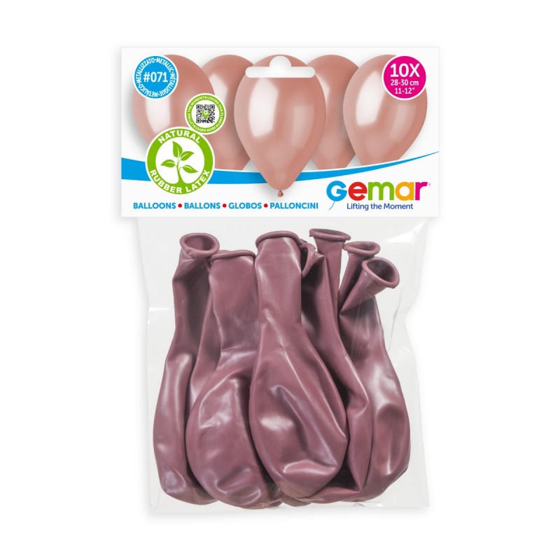 Ροζ Χρυσά Λάτεξ Μπαλόνια (10 τεμ)