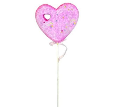 Ροζ καρδούλα στικάκι με γκλίτερ