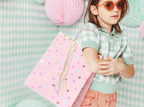 Ροζ Σακούλα Δώρου με αστεράκια