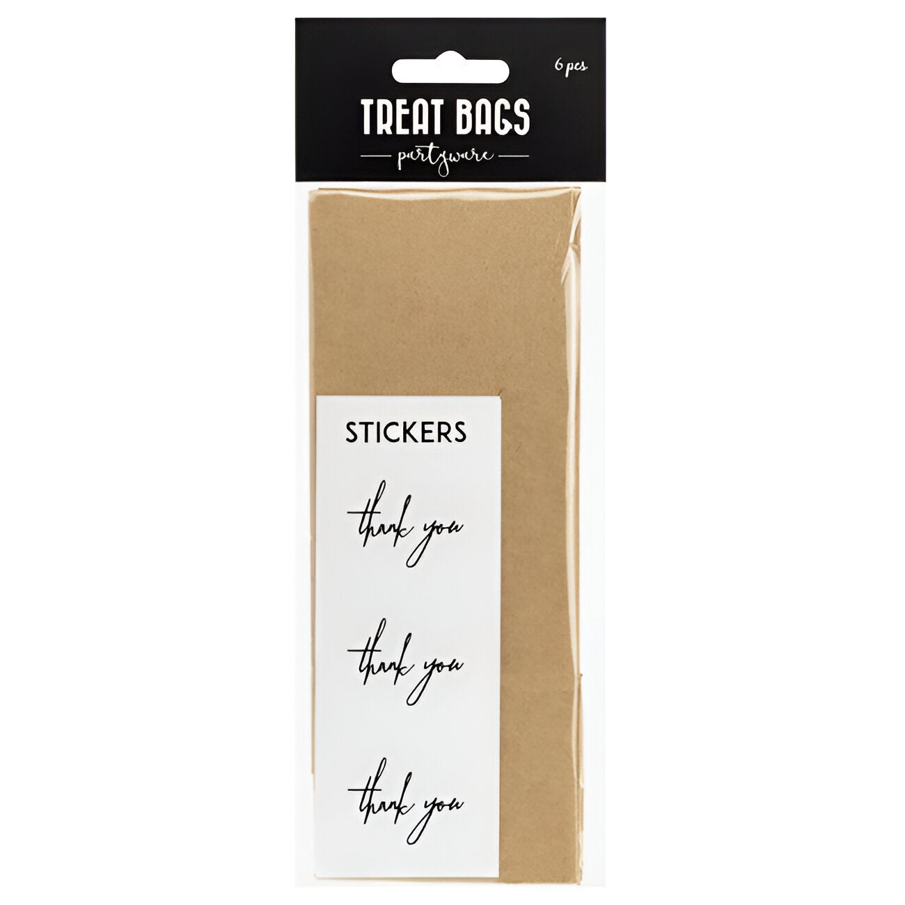 Σακουλάκια κραφτ με αυτοκόλλητα Thank You (6 τεμ)