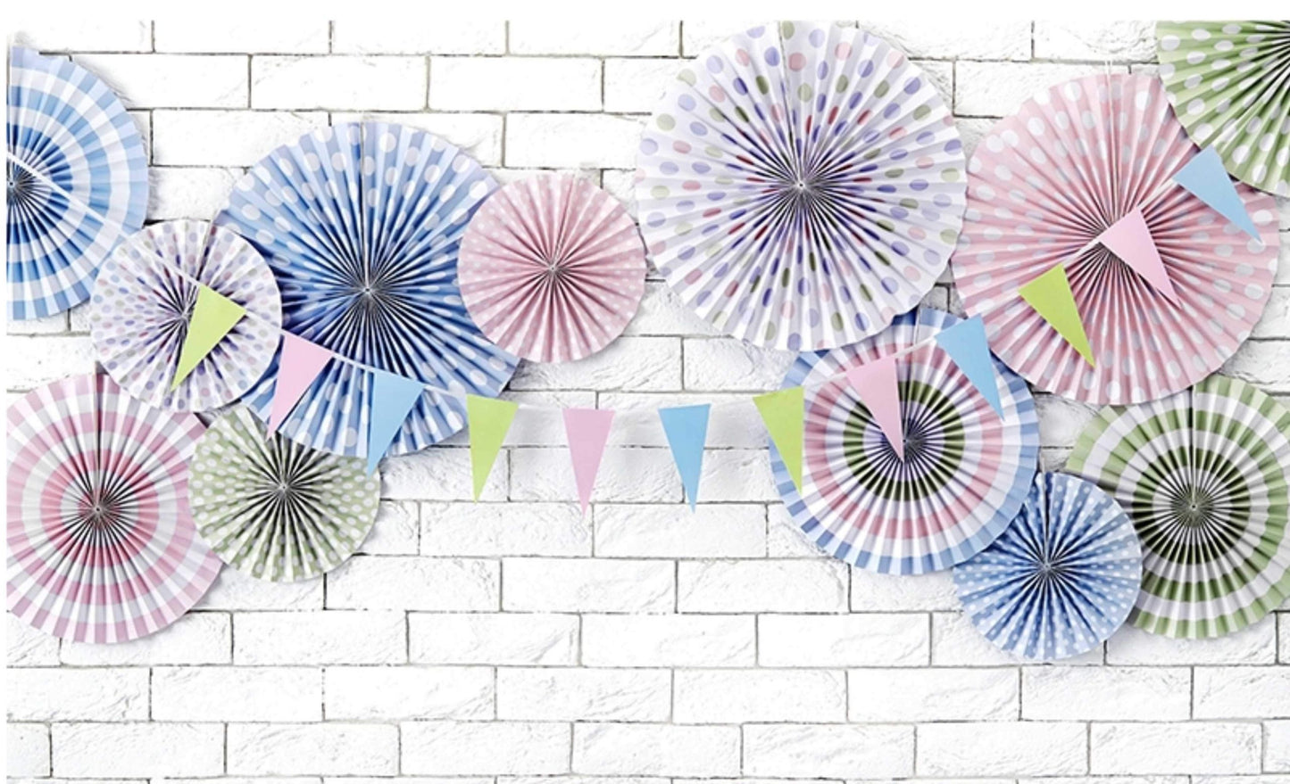 Σετ χάρτινες βεντάλιες μπλε παστέλ (3 τεμ)