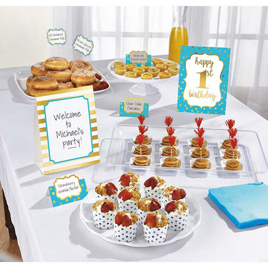Σετ διακόσμησης μπουφέ 1st Birthday μπλε (12 τεμ)