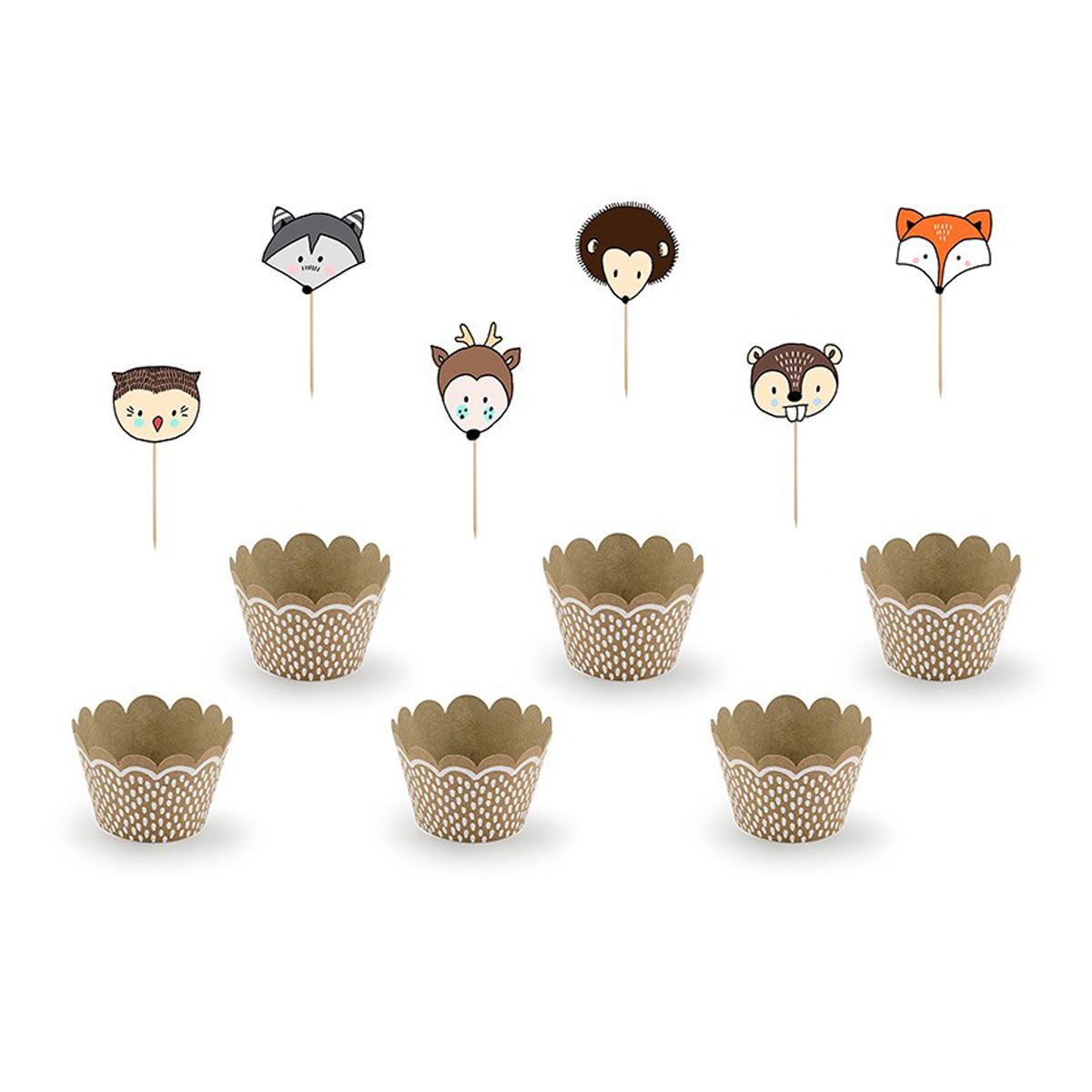 Σετ για cupcake Ζώα Δάσους Woodland (6 τεμ)