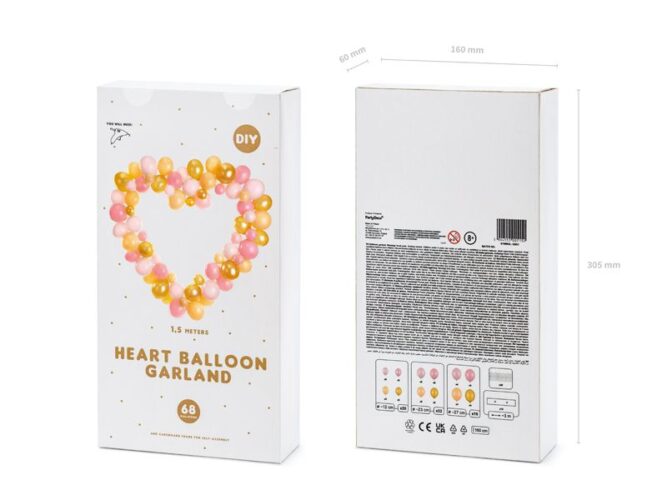 Σετ κατασκευής μπαλονιών - Καρδιά ροζ χρυσό (68 τεμ)