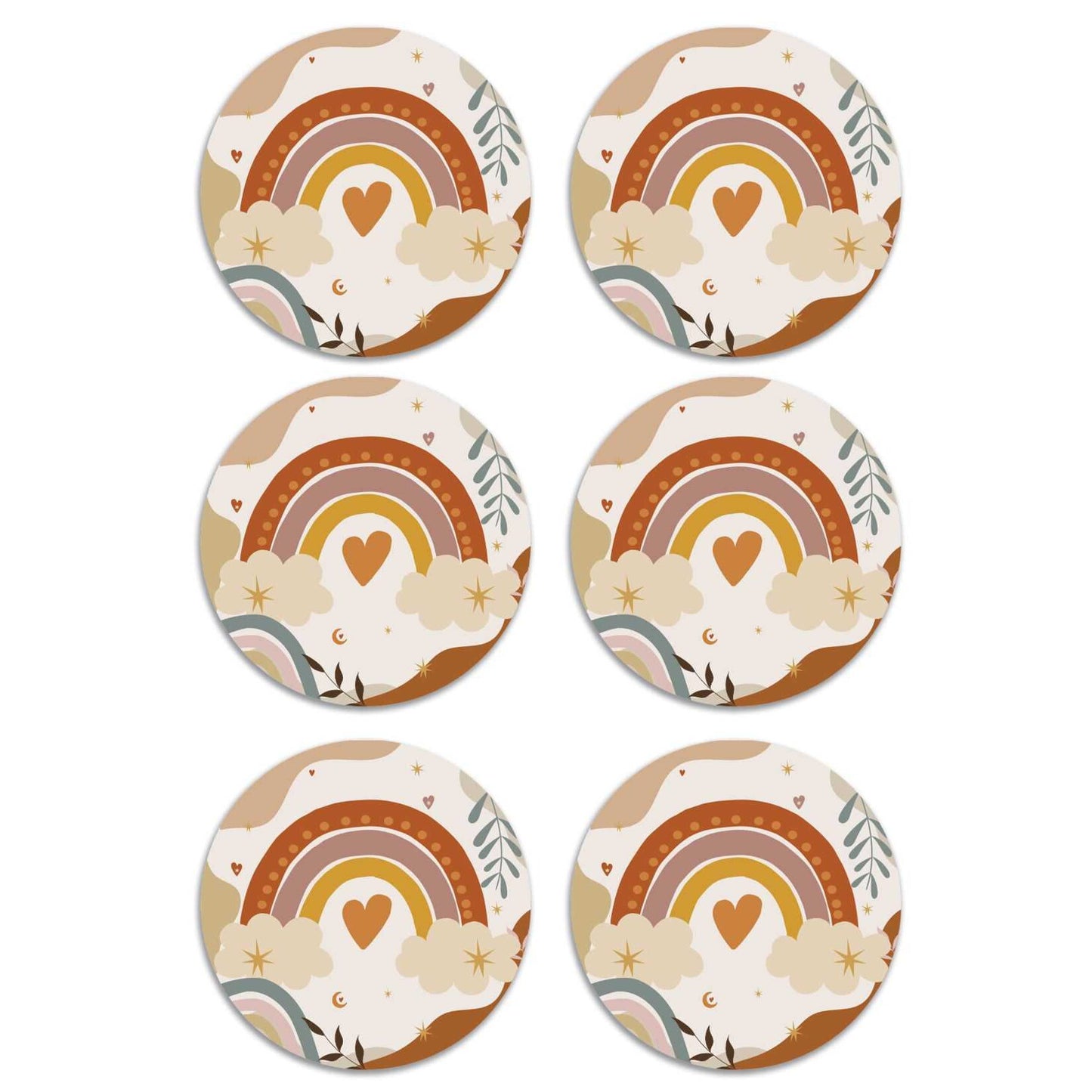 Σετ κονκάρδες Ουράνιο Τόξο Boho (6 τεμ)