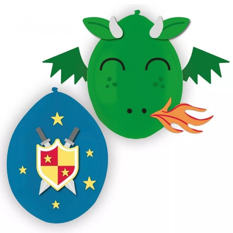 Σετ μπαλόνια Ιππότης & Δράκος με 3D διακοσμητικά (3 τεμ)