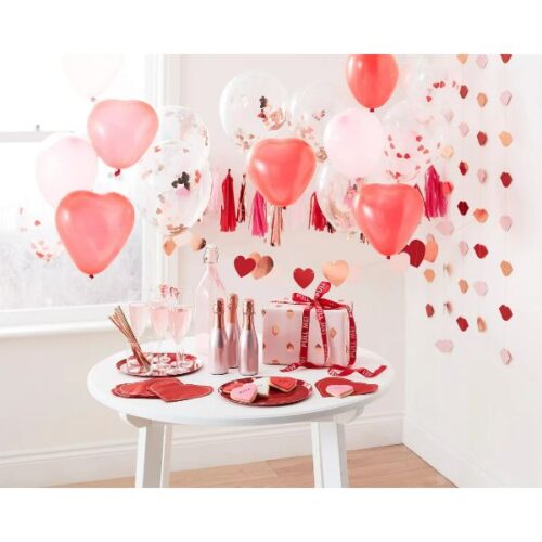 Σετ μπαλόνια με κομφετί καρδιές (6 τεμ)