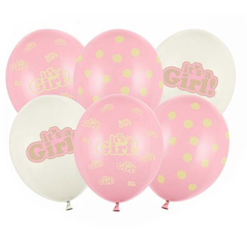 Σετ Μπαλόνια τυπωμένα "It's a Girl" mix (6 τεμ)