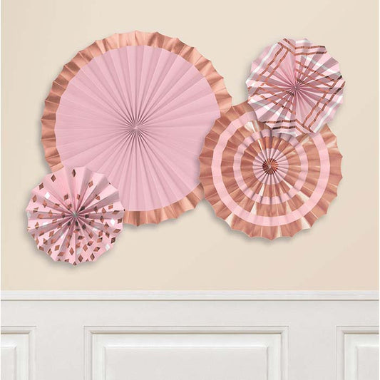 Σετ rosegold χάρτινες βεντάλιες (4 τεμ)