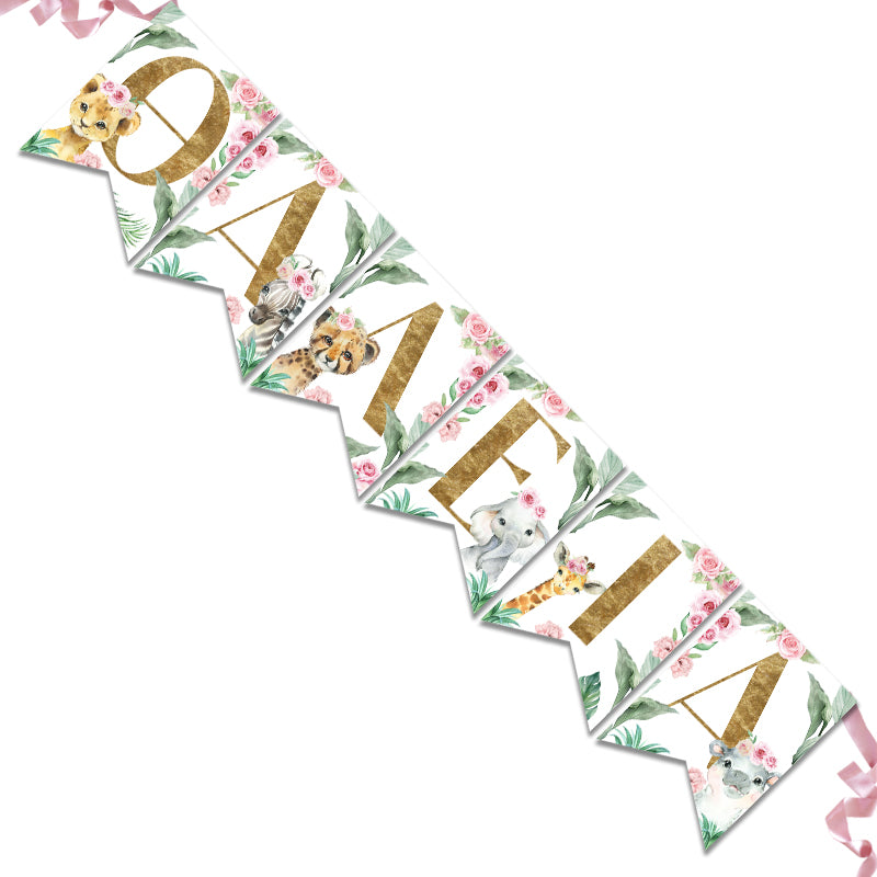 Σημαιάκια με όνομα - Ζώα της Ζούγκλας Κορίτσι