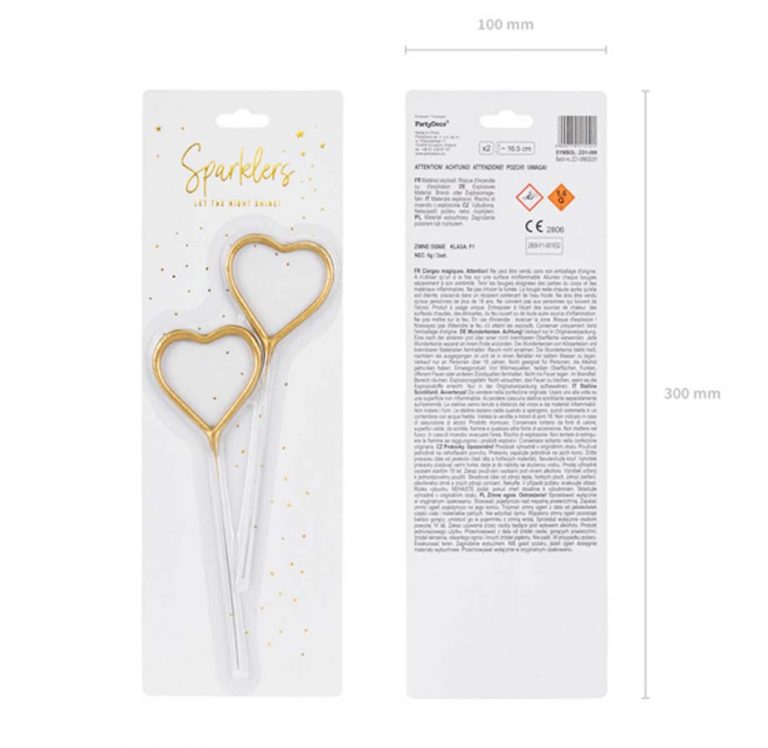 Sparkler Στικ χρυσή Καρδούλα (2 τεμ)