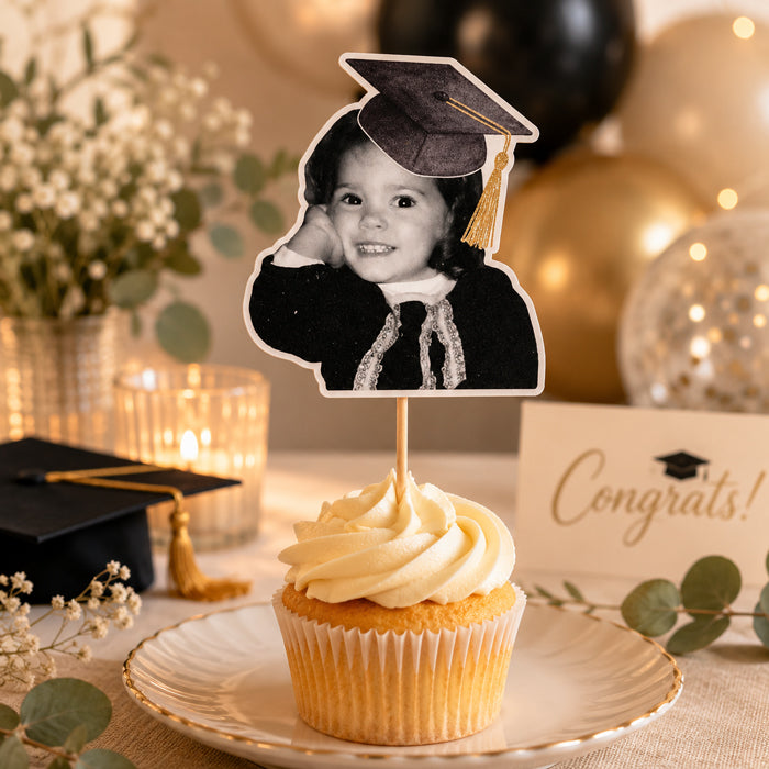 Topper Cupcake Αποφοίτησης με Φωτογραφία (6 τεμ)