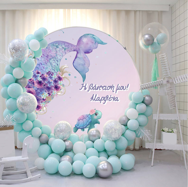 Στρογγυλή αφίσα βάπτισης θέμα Γοργόνα 1,30m