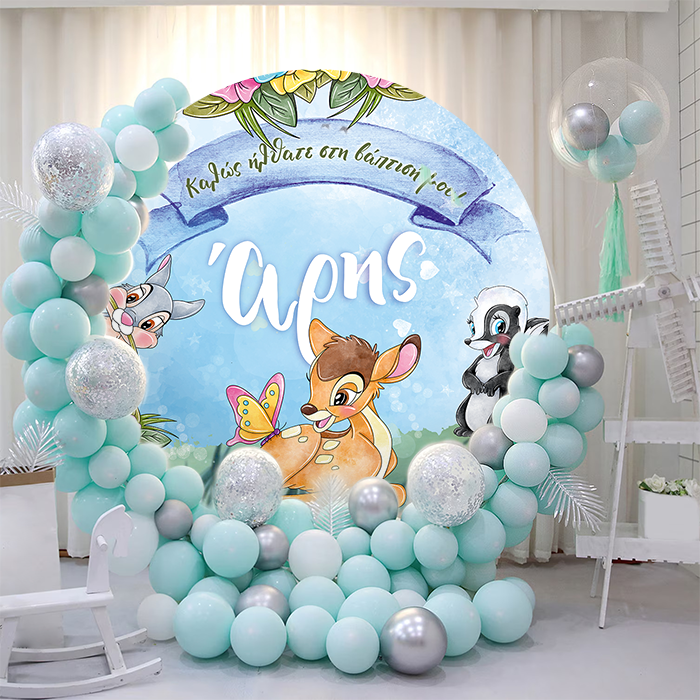 Στρογγυλή Αφίσα Βάπτισης - Ελαφάκι Bambi