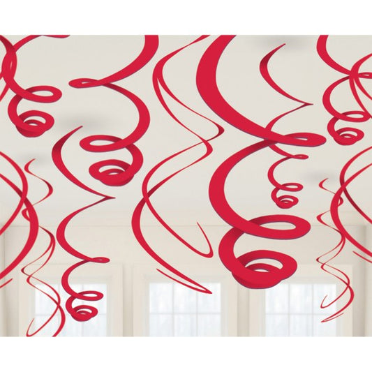 Swirl Διακοσμητικά Οροφής foil κόκκινα (12τεμ)